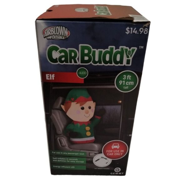 Gemmy - North Pole Elf Car Buddy Airblown 3 ft Inflatable (New) - Picture 4 of 6